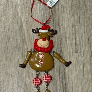6 in Festive Reindeer Candy Gingerbread Christmas Tree Ornament Holiday Lane